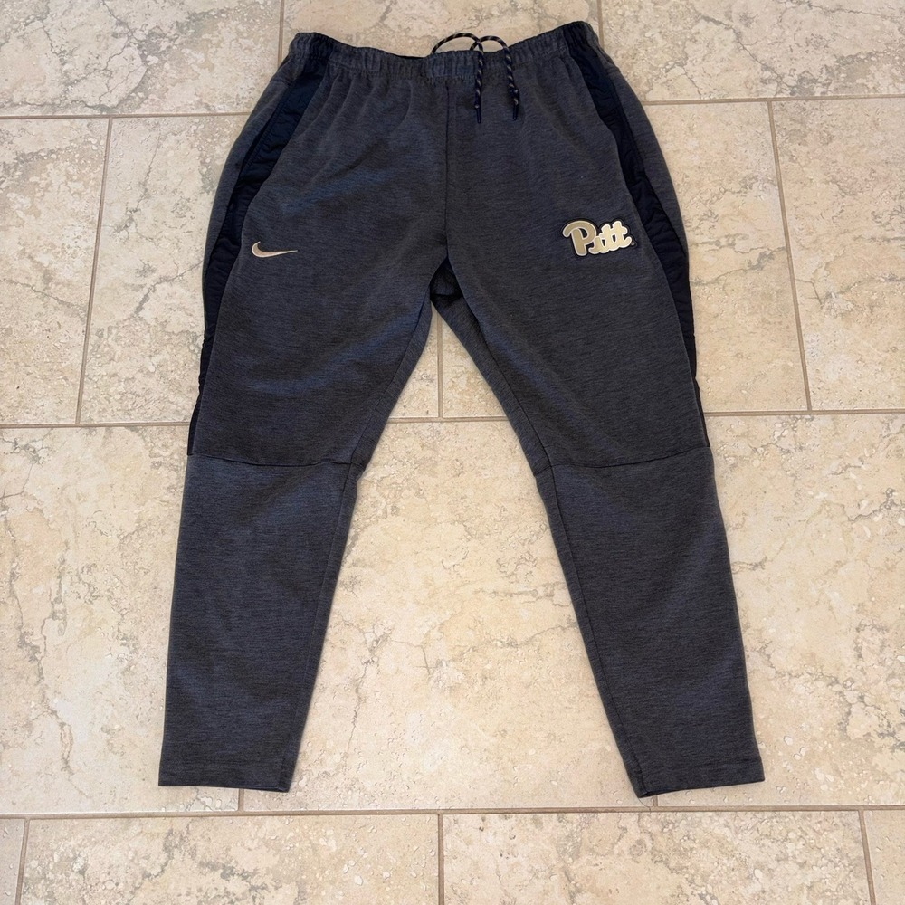 Nike Mens XL Dri-Fit University of Pittsburgh Panthers Joggers Grey Ankle Zip